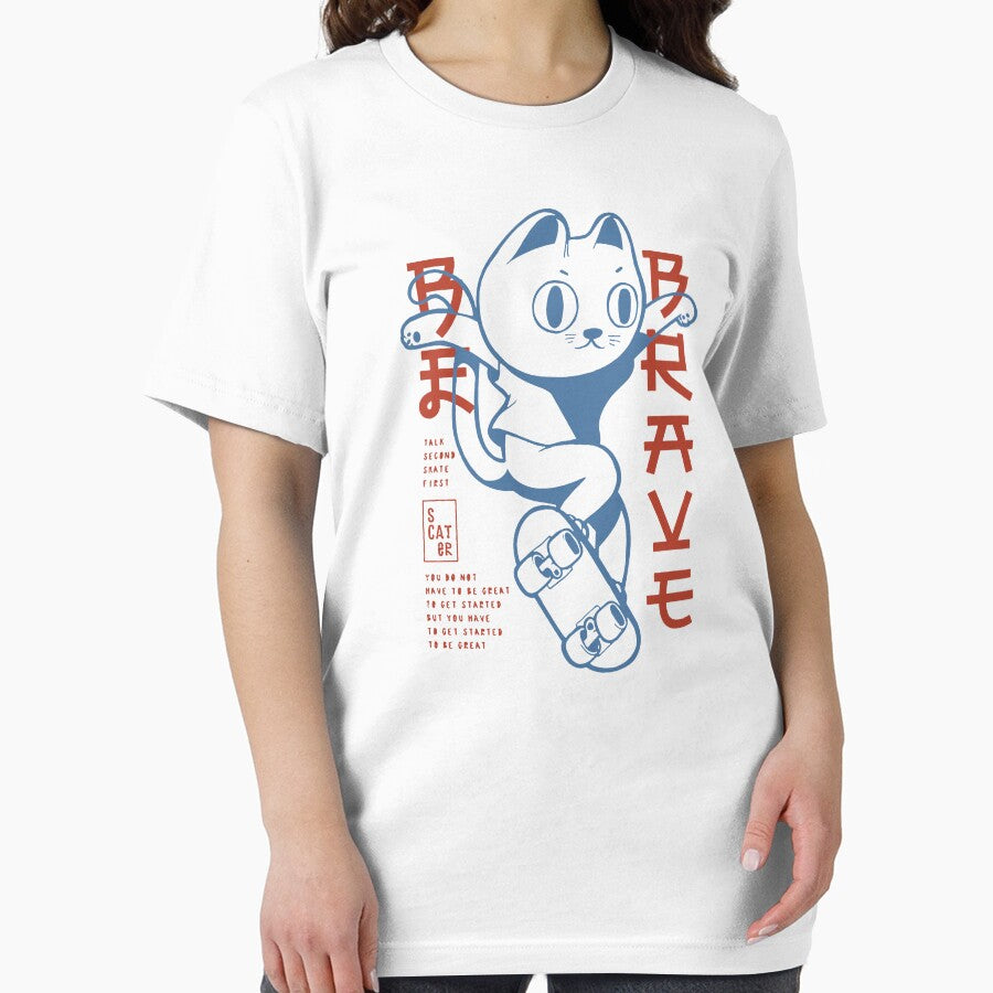 Cool Cat Skateboard Design with Japanese Lettering: Unique and Trendy Artwork, funny animal graphic by... (Image 2)