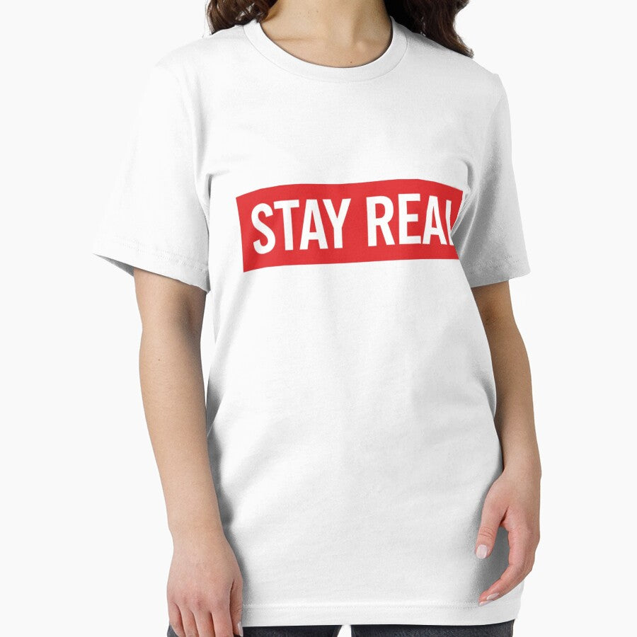 STAY REAL Box Logo Streetwear Design – Minimal Hypebeast Typography by Happyfreedom T-Shirts, Hoodie, Sweatshirt (Image 2)