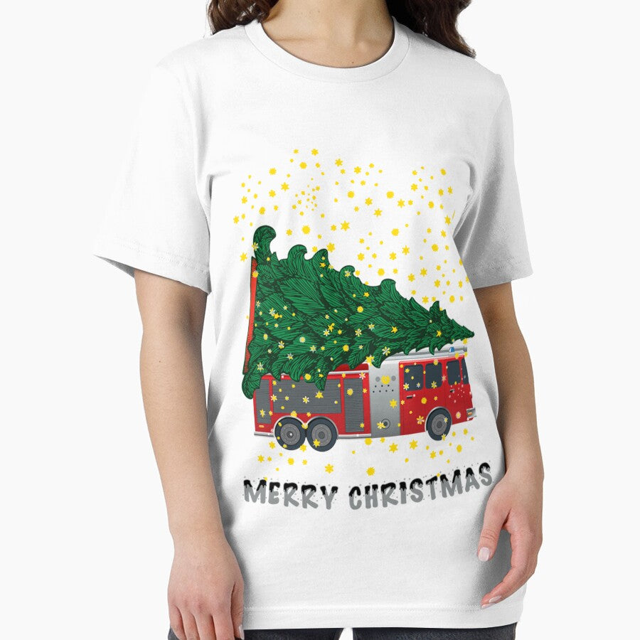 Merry Christmas Tree Fire Truck Holiday Shirt for Christmas by q4success Hoodie, Sweatshirt | BlankRebels.com (Image 2)
