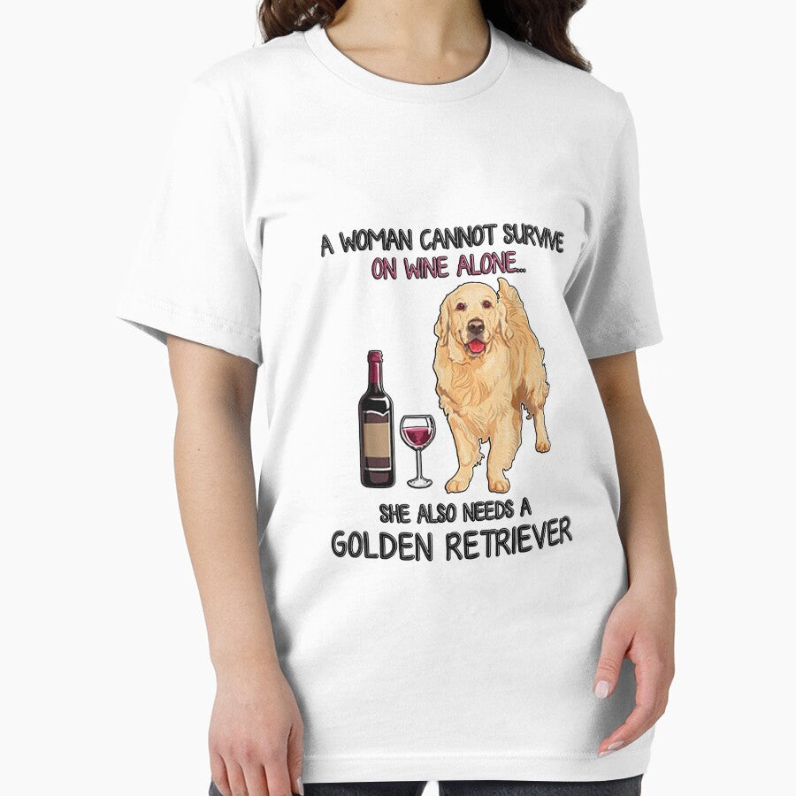 A Woman Cannot Survive On Wine Alone Golden Retriever by DarrenGutmann T-Shirts, Hoodie, Sweatshirt (Image 2)