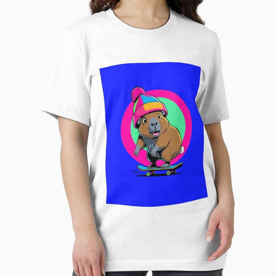 Blue Neon Skater Capybara by Snappy Splash T-Shirts, Hoodie, Sweatshirt | BlankRebels.com (Image 2)