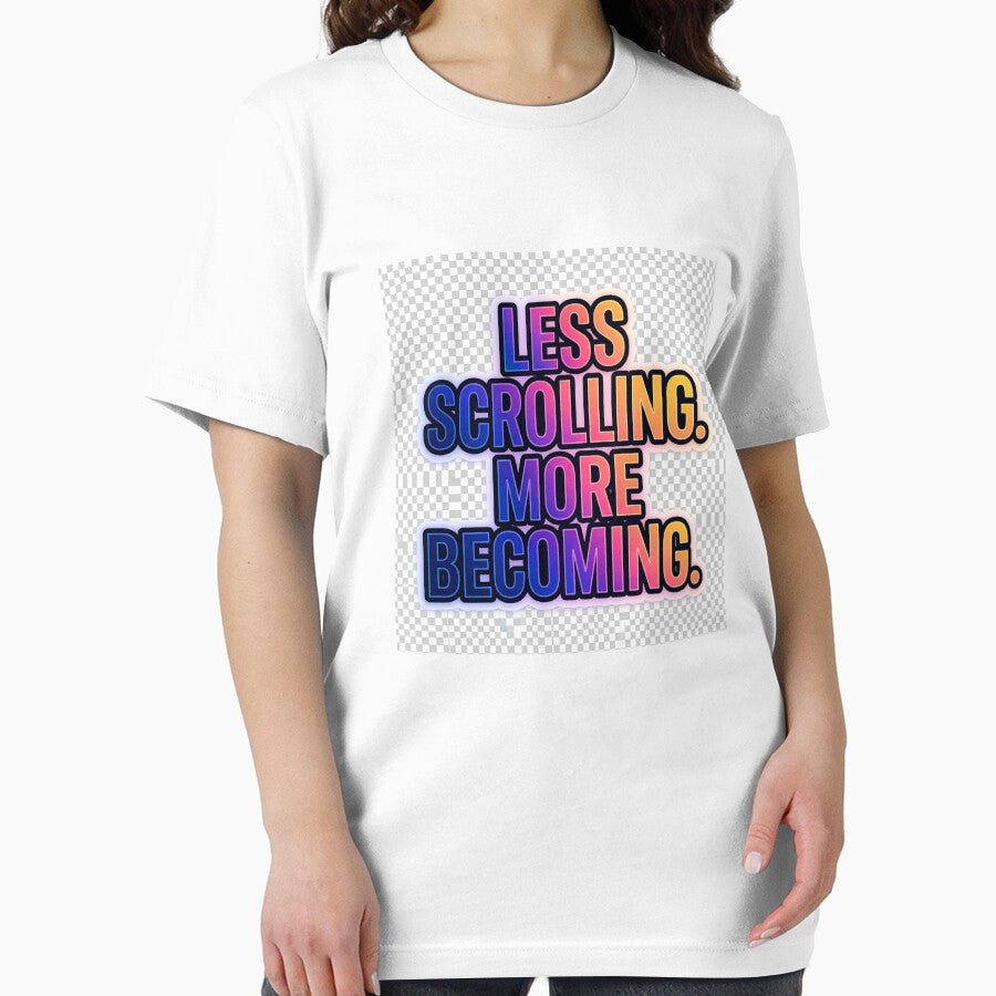 Vibrant "Less Scrolling. More Becoming." Gen-Z Aesthetic Typography Sticke by IconicDesignsXd
