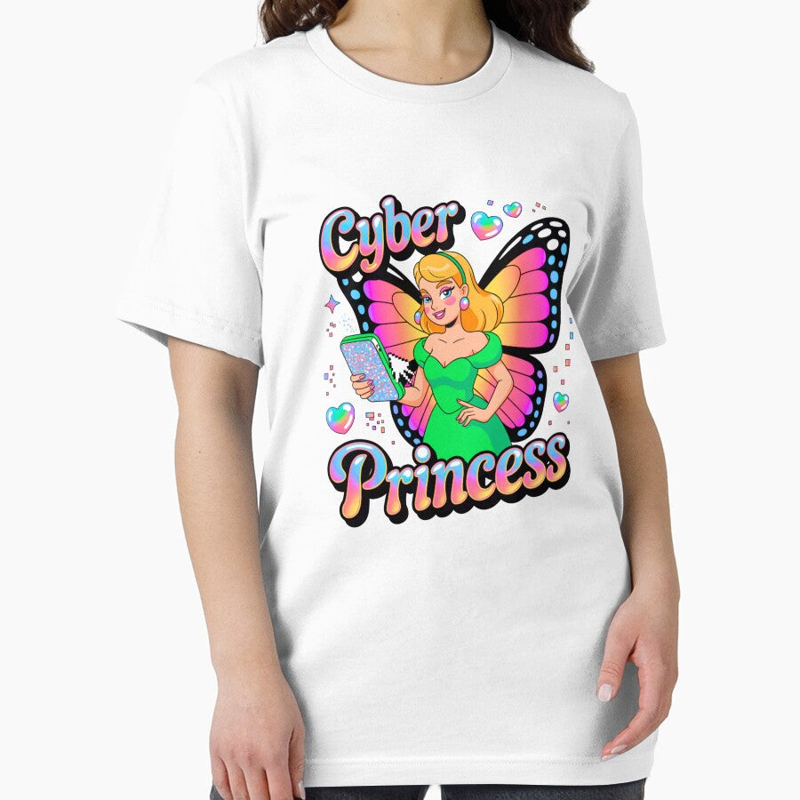 Cyber Princess - Y2K Glittercore Butterfly T-Shirt by HALENDESS Hoodie, Sweatshirt | BlankRebels.com (Image 2)