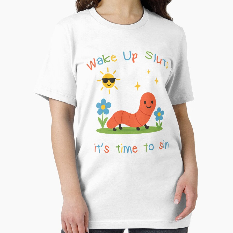 Wake up it's time to sin, funny worm meme by CARBONARA LLC. T-Shirts, Hoodie, Sweatshirt | BlankRebels.com (Image 2)