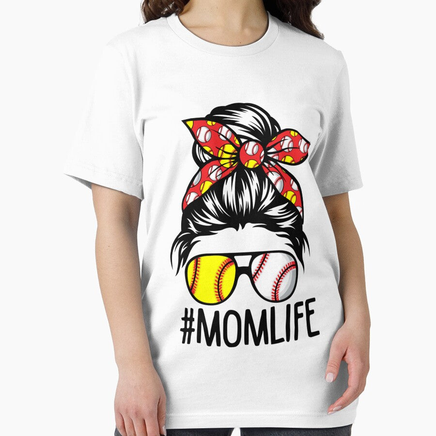 Mom Life Softball Baseball Mothers Day Messy Bun by BiancaMoss51 T-Shirts, Hoodie, Sweatshirt | BlankRebels.com (Image 2)