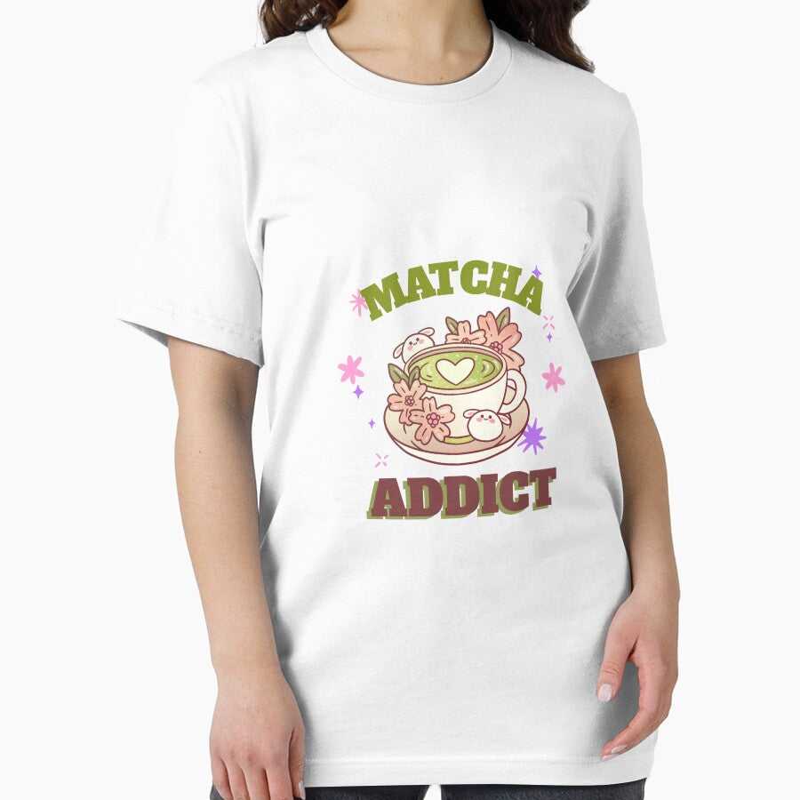 Matcha Addict – Cute Matcha Tea Lover Design with Bunnies and Flowers by chatzous T-Shirts, Hoodie, Sweatshirt (Image 2)