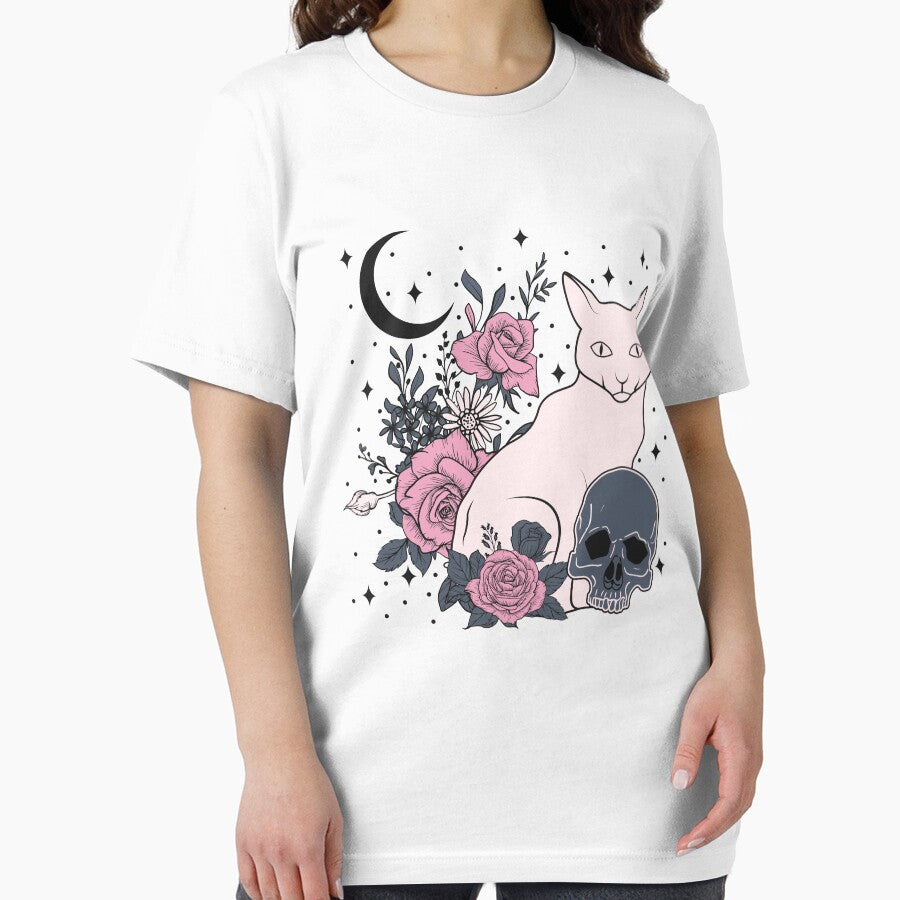 Cat Roses Skull Funny Halloween by Teapot-art T-Shirts, Hoodie, Sweatshirt | BlankRebels.com (Image 2)