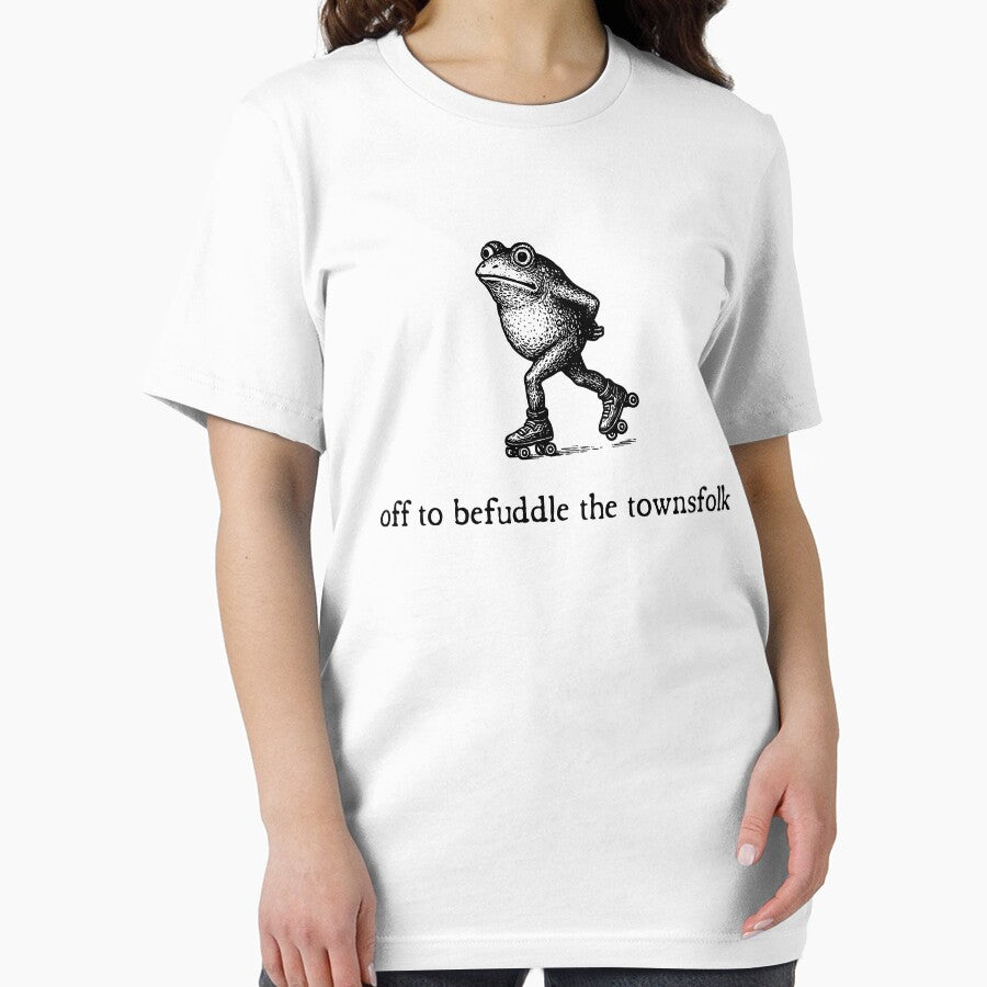 Off to Befuddle the Townsfolk, Funny Rollerblading Frog Meme by Torionrad T-Shirts, Hoodie, Sweatshirt (Image 2)