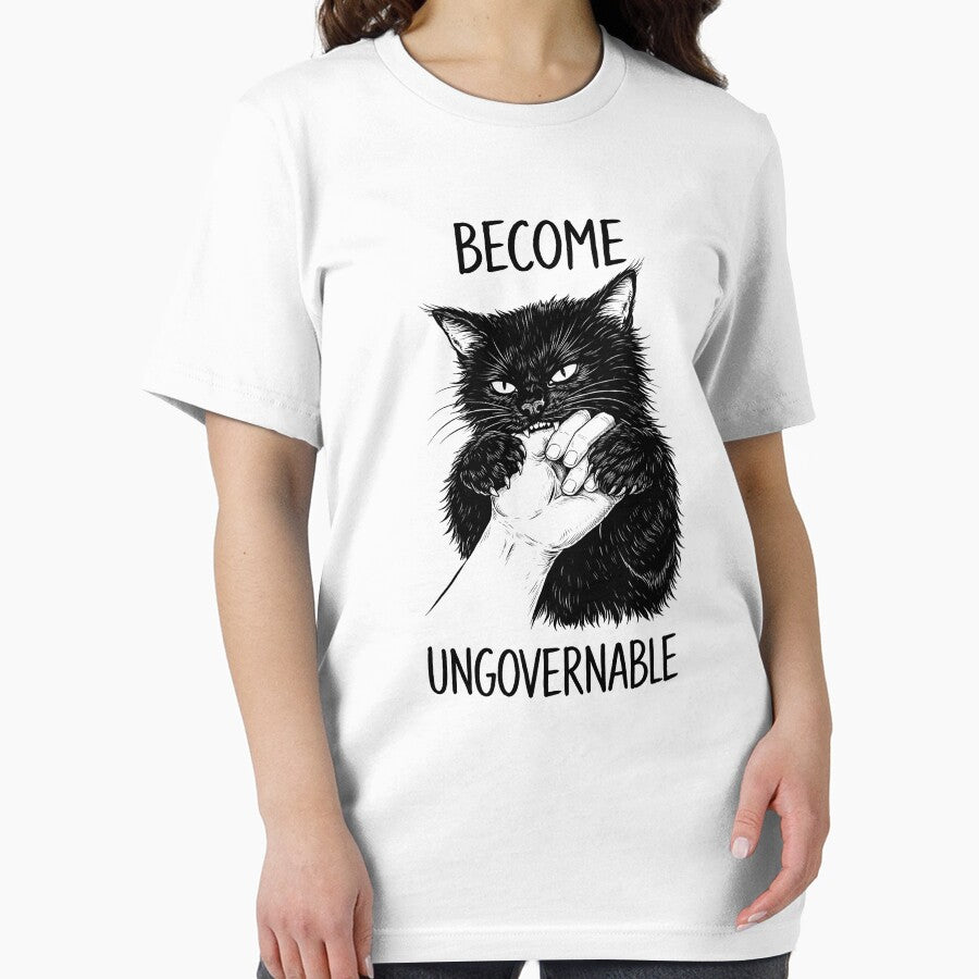 Become Ungovernable - Black Cat Biting Hand Funny Meme by Kladhadredo