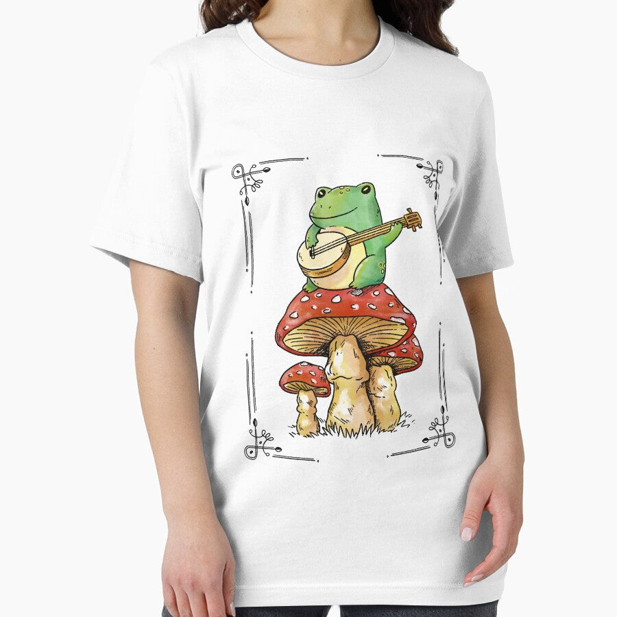Cottagecore Aesthetic Frog Mushroom Playing Banjo Gifts - Funny by Yonshop T-Shirts, Hoodie, Sweatshirt (Image 2)