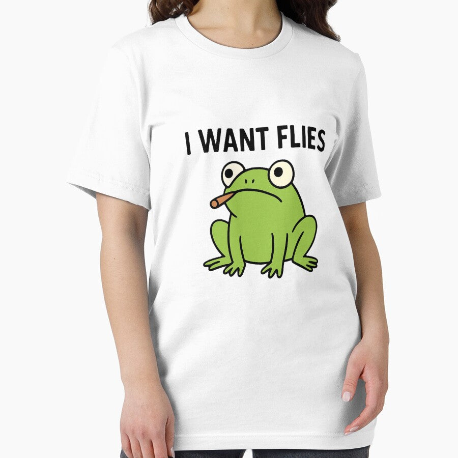 Funny Frog Meme – I Want Flies Cartoon Design by OxiSkor T-Shirts, Hoodie, Sweatshirt | BlankRebels.com (Image 2)