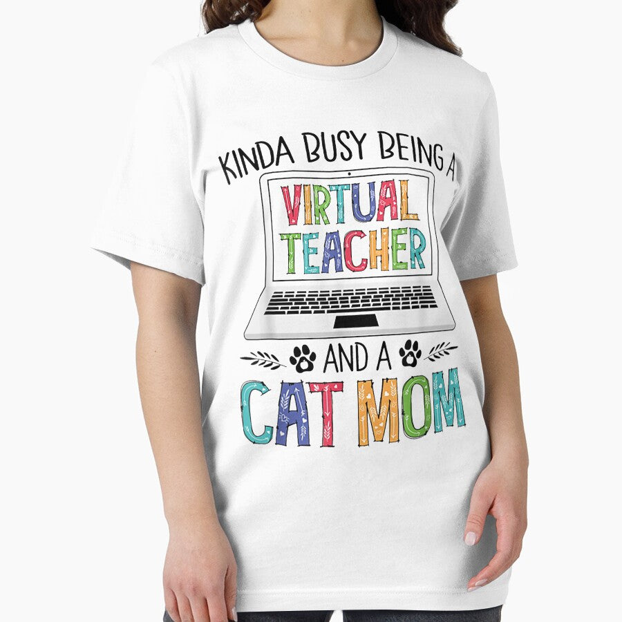 Kinda Busy Being A Virtual Teacher And A Cat Mom by AntwoneStudio T-Shirts, Hoodie, Sweatshirt | BlankRebels.com (Image 2)