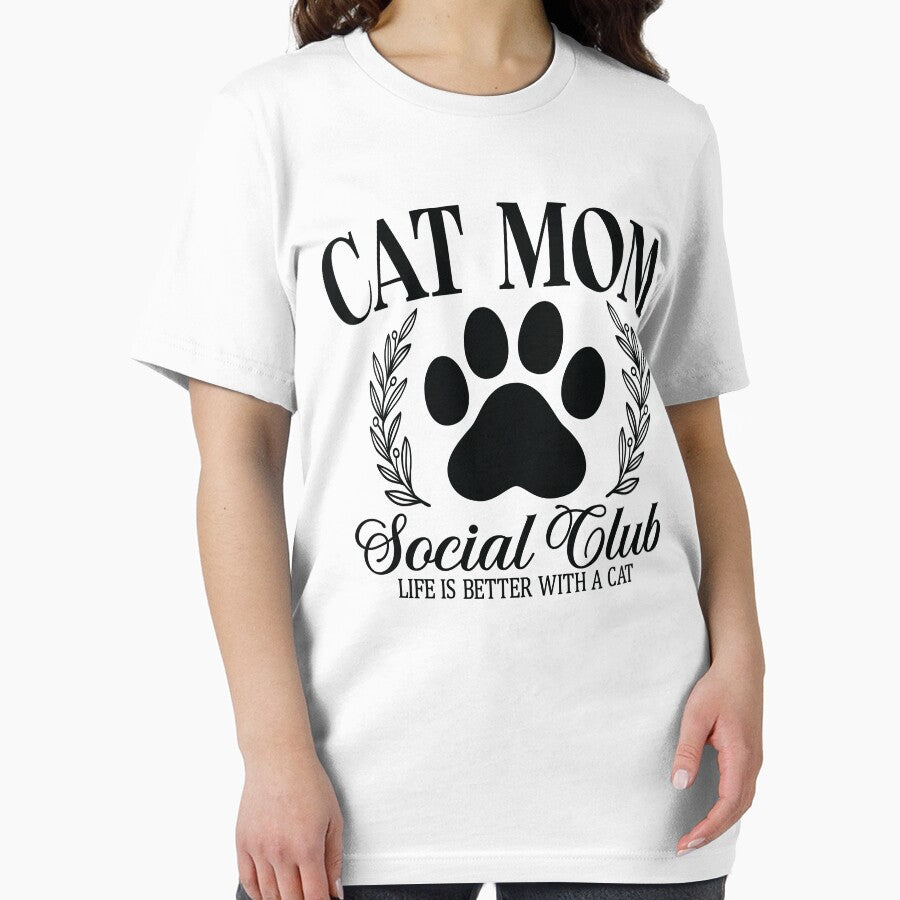 Cat Mom Social Club Shirt | Vintage Cat Lover Tee | Cute Pet Mom Gift by UmazDesigns Hoodie, Sweatshirt (Image 2)