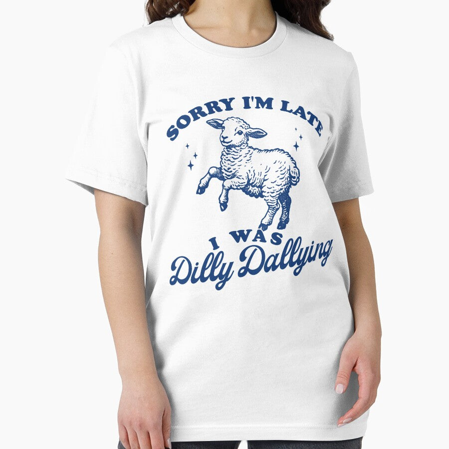 Sorry I'M Late I Was Dilly Dallying Vintage Shirt Retro Cartoon Weird Meme Funny Sheep Meme T-Shirts, Hoodie, Sweatshirt
