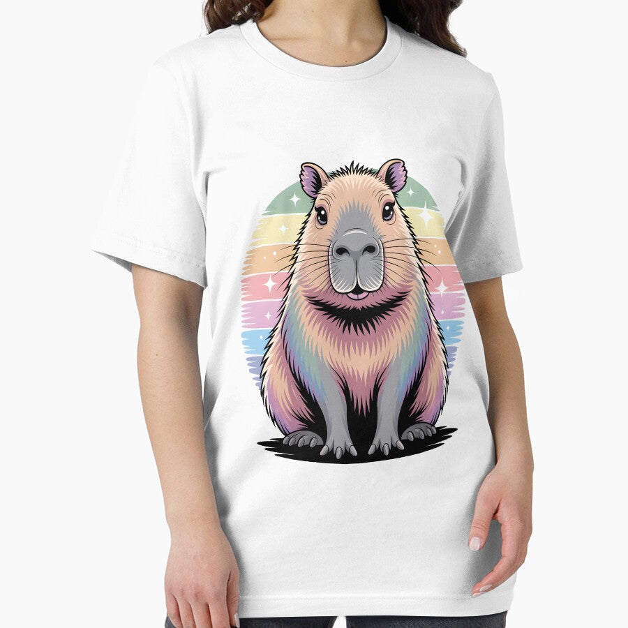 Cute Rainbow Capybara Illustration – Pastel Color Animal Art by RBToper T-Shirts, Hoodie, Sweatshirt (Image 2)