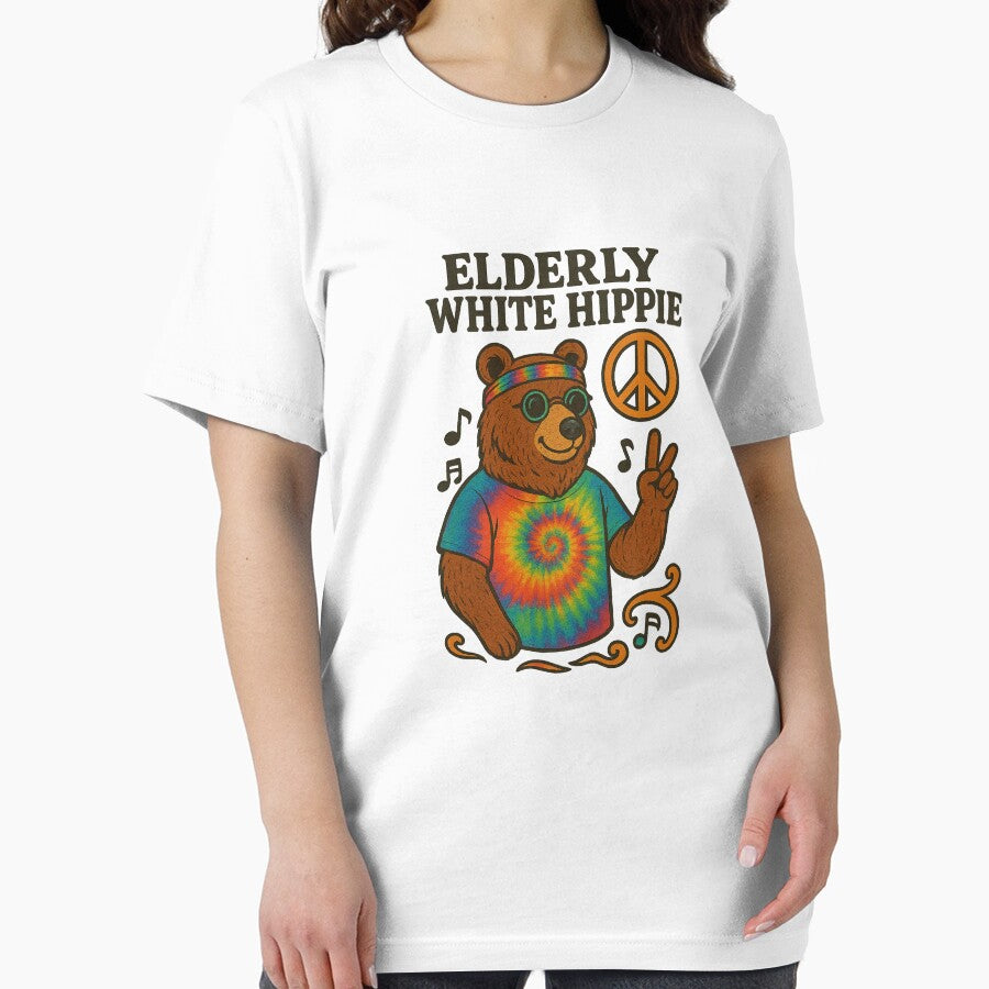 Chill Bear Hippie – Elderly White Hippie Tie Dye Psychedelic Retro Design by 9morethan9® T-Shirts, Hoodie,... (Image 2)