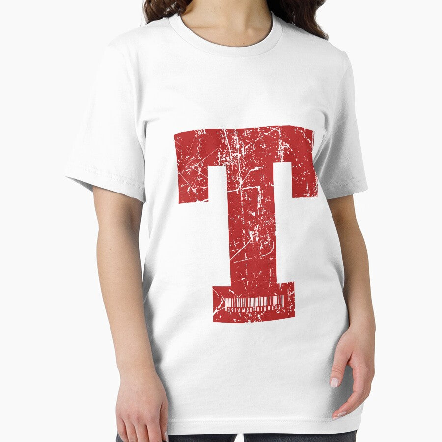 Red Grunge Monogram Letter "T" I Am Unique by SunnyStreet T-Shirts, Hoodie, Sweatshirt | BlankRebels.com (Image 2)
