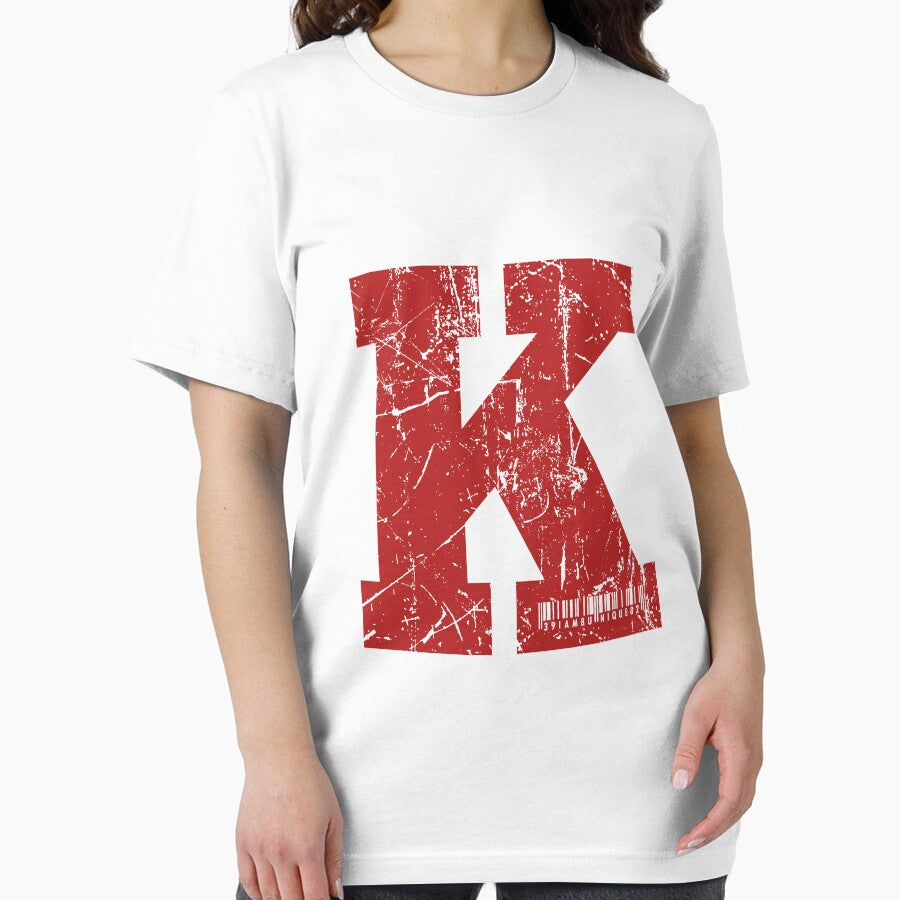 Red Grunge Monogram Letter "K" I Am Unique by SunnyStreet T-Shirts, Hoodie, Sweatshirt | BlankRebels.com (Image 2)