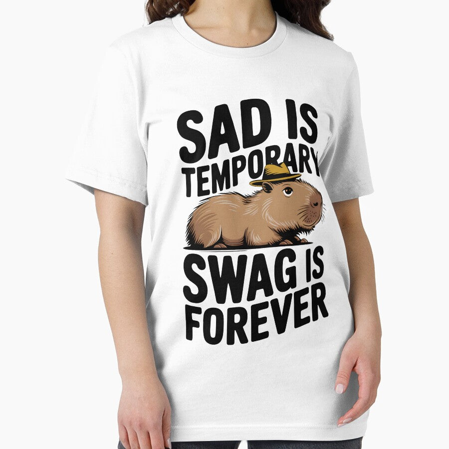 Sad Is Temporary, Swag Is Forever - Black Text Capybara Design by Stylish Grapefruit Familia T-Shirts, Hoodie,... (Image 2)