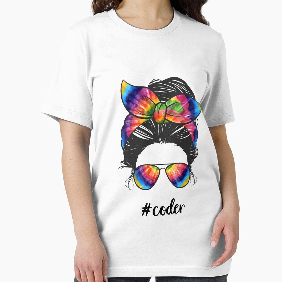 Messy bun coder - coder life - funny gift idea for female coder girl by SANA MAMOUN ALAJJAN T-Shirts, Hoodie,... (Image 2)