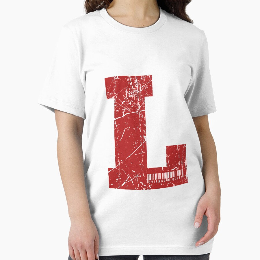 Red Grunge Monogram Letter "L" I Am Unique by SunnyStreet T-Shirts, Hoodie, Sweatshirt | BlankRebels.com (Image 2)