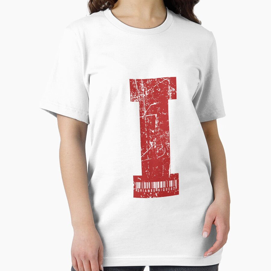 Red Grunge Monogram Letter "I" I Am Unique by SunnyStreet T-Shirts, Hoodie, Sweatshirt | BlankRebels.com (Image 2)