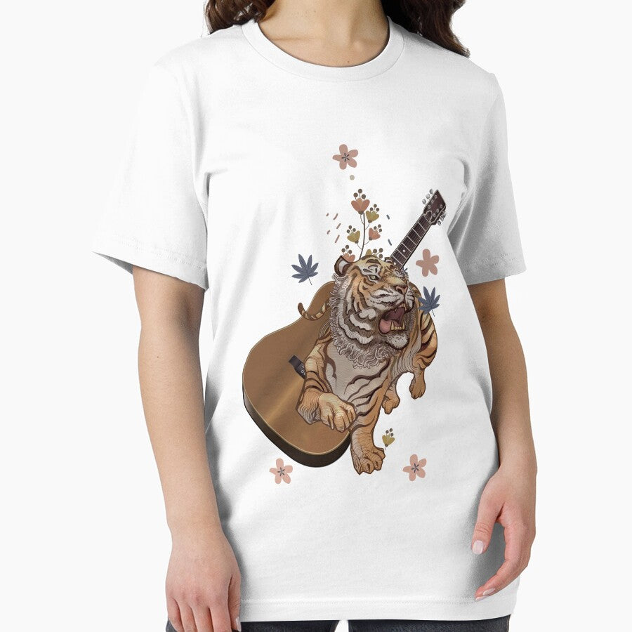 Funny tiger rolls with cute flowers and guitar, funny tiger cute flowers and guitar by fatydesignspace... (Image 2)