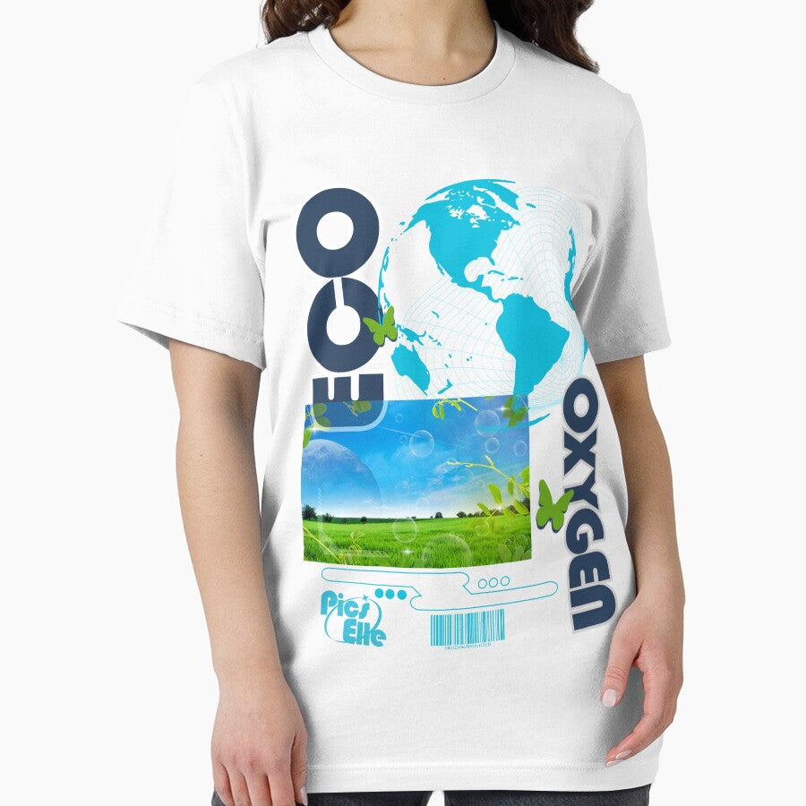 Frutiger Aero Oxygen – Futuristic Nature Graphic – Digital Earth Design by Pics'Elle Creations T-Shirts,... (Image 2)