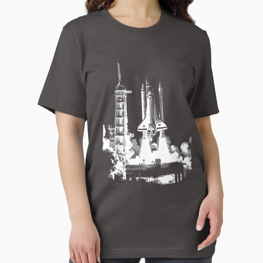Space Shuttle Launch Monochrome Illustration by KiwiRider T-Shirts, Hoodie, Sweatshirt | BlankRebels.com (Image 2)