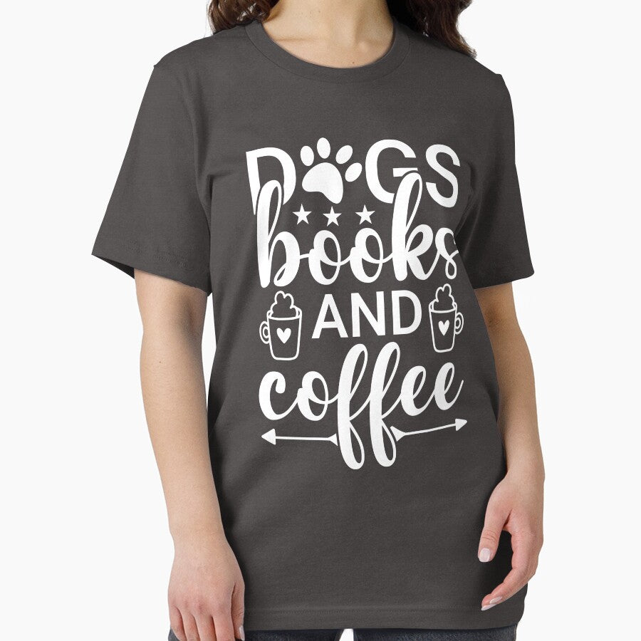 Dogs, Books, and Coffee Shirt, Bookish gifts, Teacher gift, Librarian gift, Gift for coffee lovers, Bookworm... (Image 2)