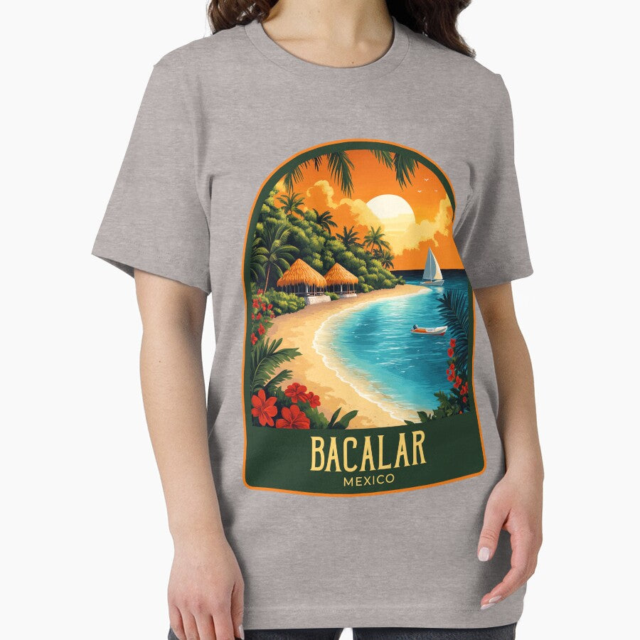 Bacalar Vintage Travel Illustration by HomeLivingCo T-Shirts, Hoodie, Sweatshirt | BlankRebels.com (Image 2)