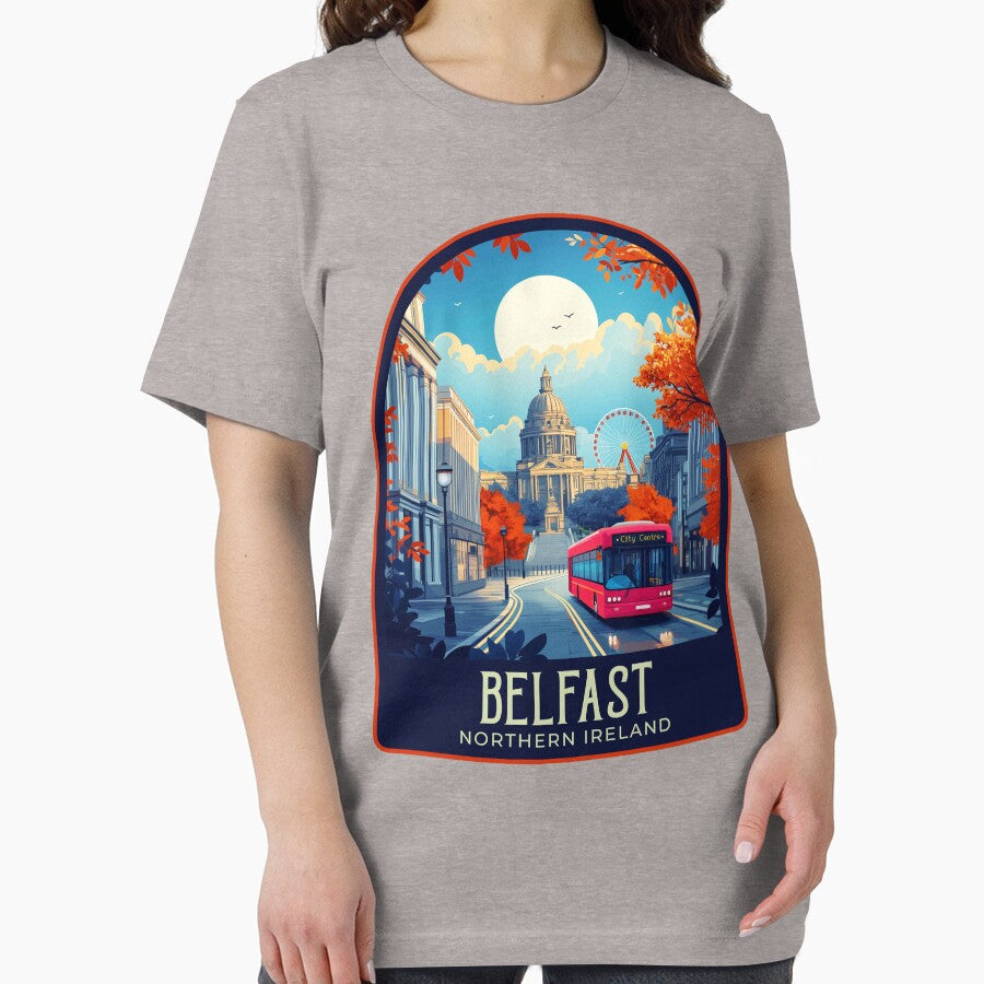 Belfast Vintage Travel Illustration by HomeLivingCo T-Shirts, Hoodie, Sweatshirt | BlankRebels.com (Image 2)