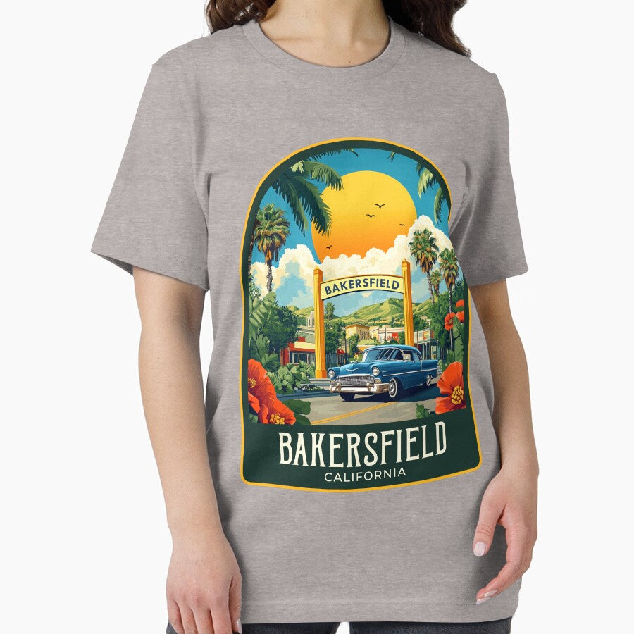 Bakersfield Vintage Travel Illustration by HomeLivingCo T-Shirts, Hoodie, Sweatshirt | BlankRebels.com (Image 2)