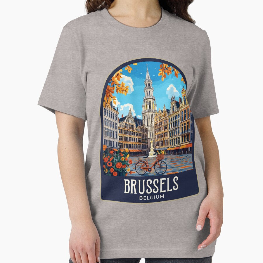 Brussels Vintage Travel Illustration by HomeLivingCo T-Shirts, Hoodie, Sweatshirt | BlankRebels.com (Image 2)