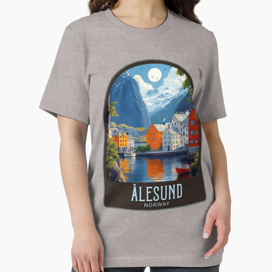Ålesund Vintage Travel Illustration by HomeLivingCo T-Shirts, Hoodie, Sweatshirt | BlankRebels.com (Image 2)