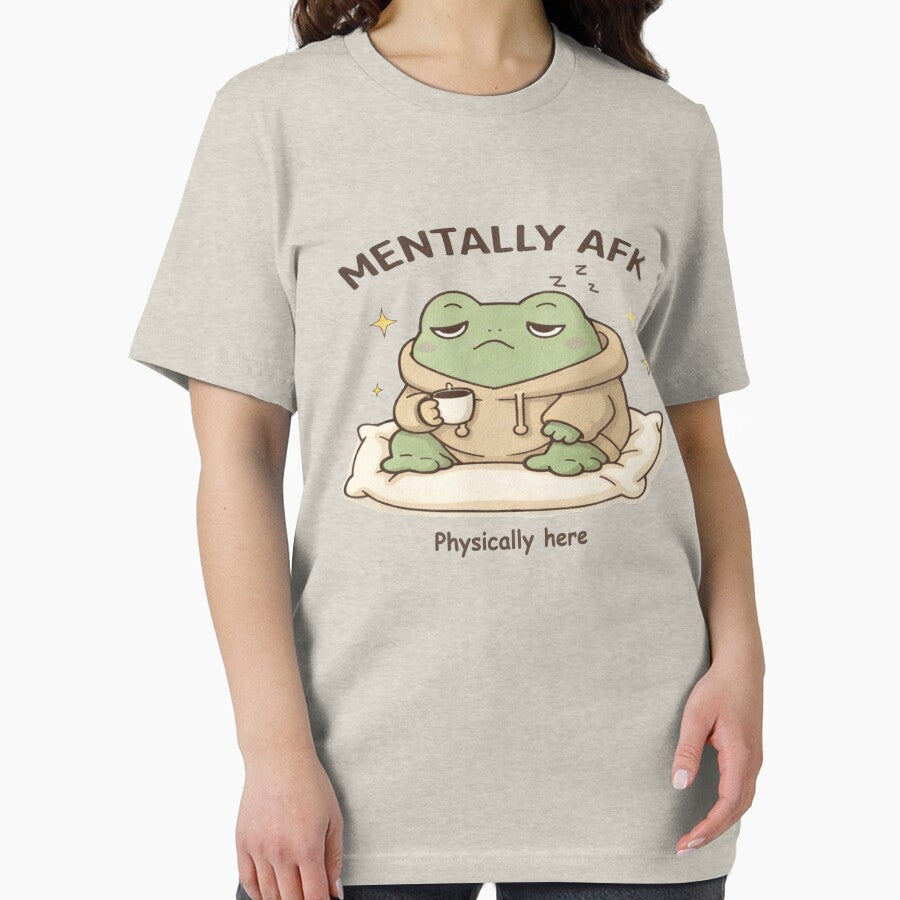 Mentally AFK- physically here funny frog illustration by Karxo-co T-Shirts, Hoodie, Sweatshirt | BlankRebels.com (Image 2)