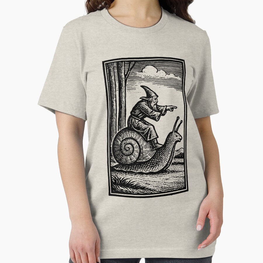 Retro Medieval Wizard Snail Rider - Vintage 90s Renaissance Fantasy Art by CARBONARA LLC.