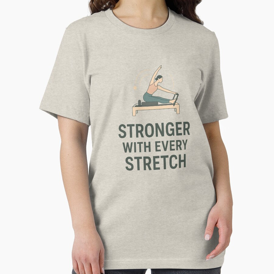 Stronger With Every Stretch – Minimalist Reformer Pilates Motivation Tee by Born To Be Fit Hoodie, Sweatshirt (Image 2)