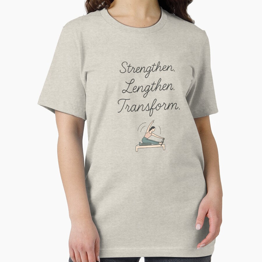 Lengthen. Strengthen. Transform. | Minimalist Reformer Pilates Fitness Tee by Born To Be Fit Hoodie, Sweatshirt (Image 2)