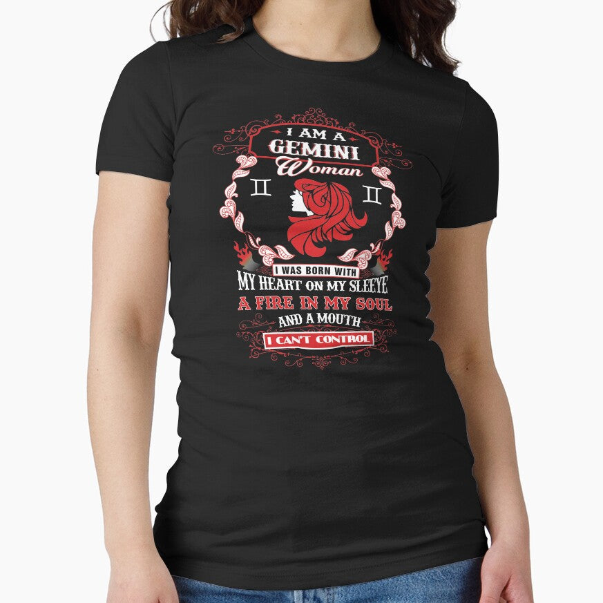 Gemini woman with my heart on my sleeve a fire in my soul and a mouth by MyFamily T-Shirts, Hoodie, Sweatshirt (Image 1)