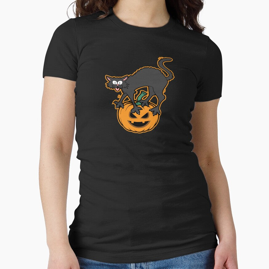Happy Halloween Pumpkin Afraid Cat T Shirt Trick Or Treat by BUBLTEES