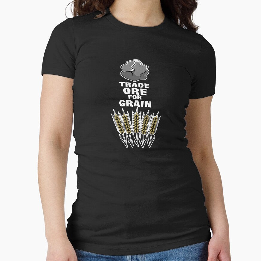 Wanna trade ore for grain? - boardgame design by OVMEngemann T-Shirts, Hoodie, Sweatshirt | BlankRebels.com (Image 1)