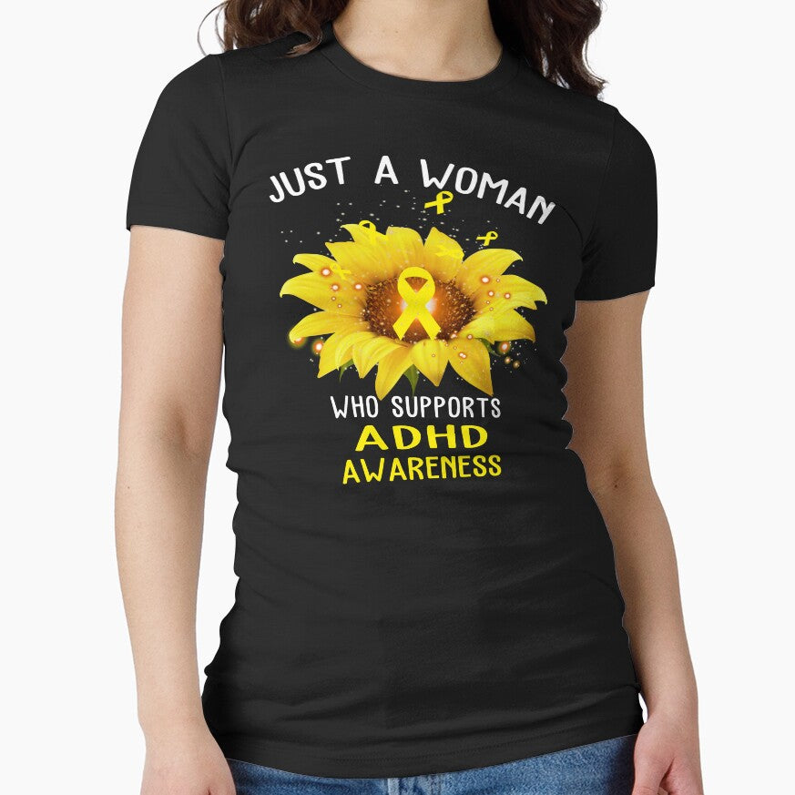 Just A Woman Who Supports ADHD Awareness by KirstybShop T-Shirts, Hoodie, Sweatshirt | BlankRebels.com (Image 1)