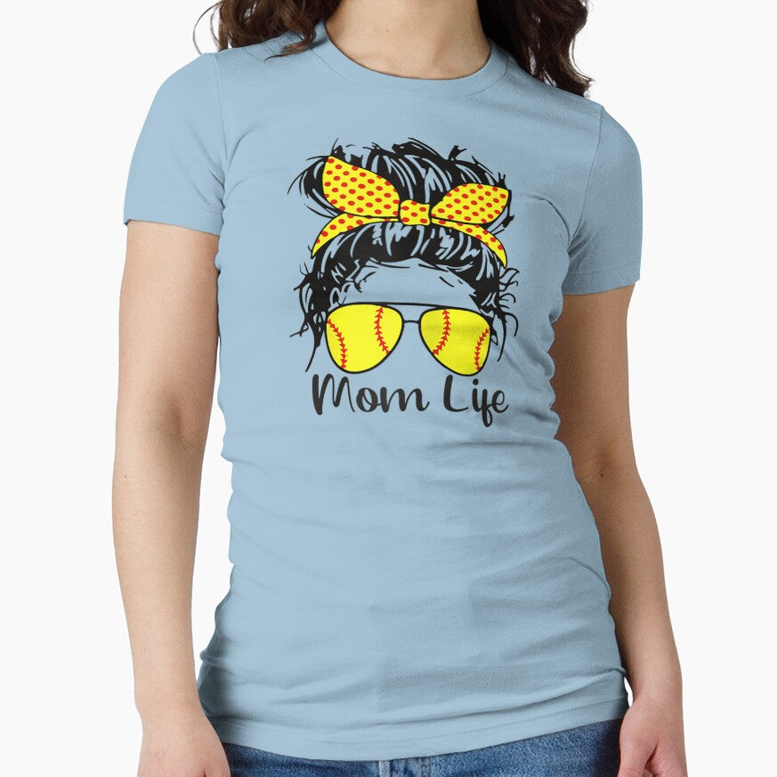 Softball Baseball Messy Bun Mom Life by speakupandshine T-Shirts, Hoodie, Sweatshirt | BlankRebels.com (Image 1)