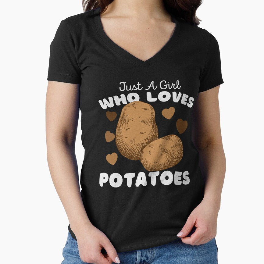 Just A Girl Who Loves Potatoes - Funny Foodie Spud by Motion Designs T-Shirts, Hoodie, Sweatshirt | BlankRebels.com (Image 1)