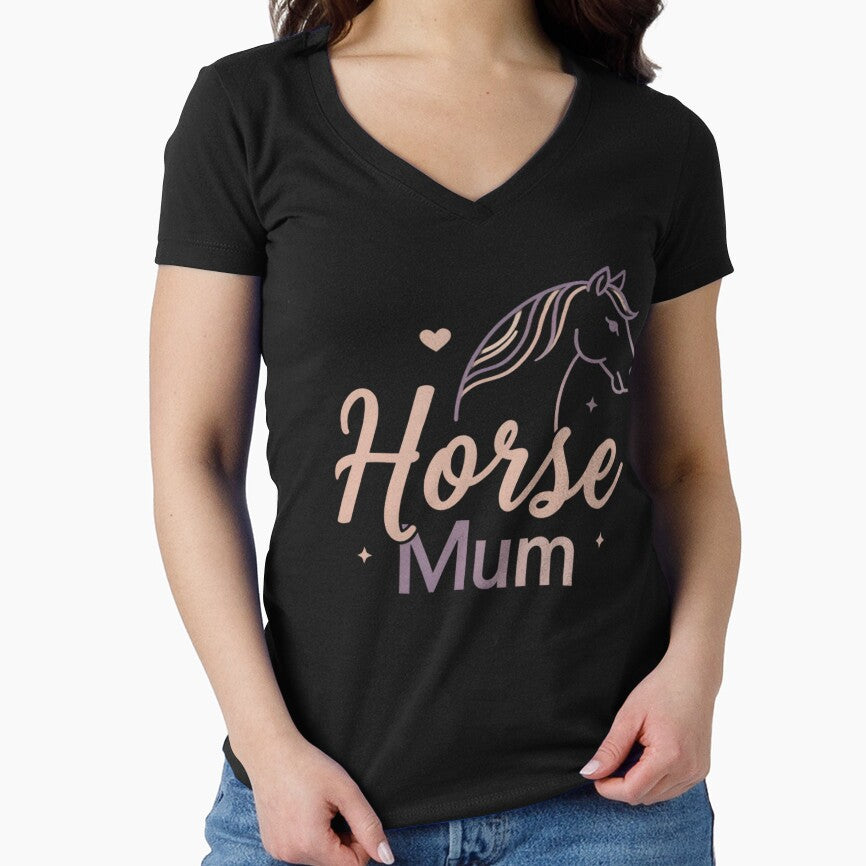 Horse Mum Illustration – Elegant Horse Design for Horse Lovers & Moms by KivaroArt
