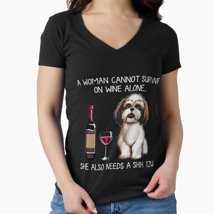 Shih Tzu and wine Funny Dog by TeeDoozy T-Shirts, Hoodie, Sweatshirt | BlankRebels.com (Image 1)