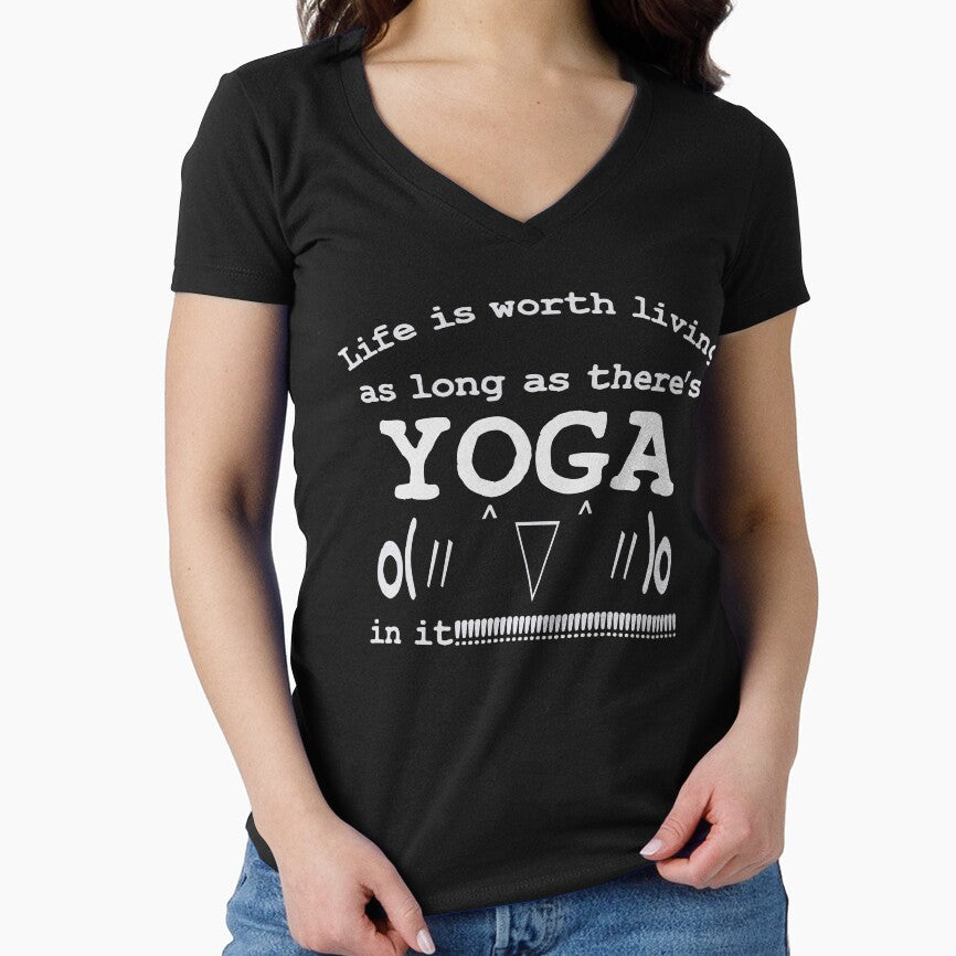 Life is worth living as long as there's YOGA in it | Kaomoji by Christopher Taylor T-Shirts, Hoodie, Sweatshirt (Image 1)