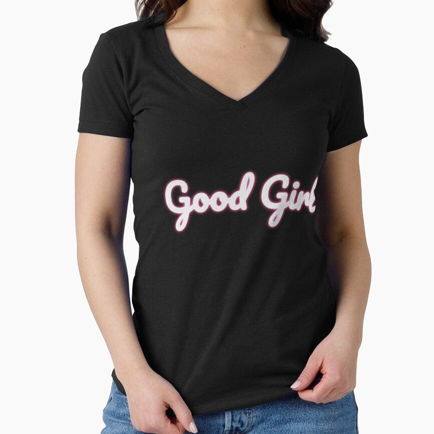 Good Girl Neon Sign – Spicy Bookish Aesthetic Typography Design by Petal & Flame T-Shirts, Hoodie, Sweatshirt (Image 1)