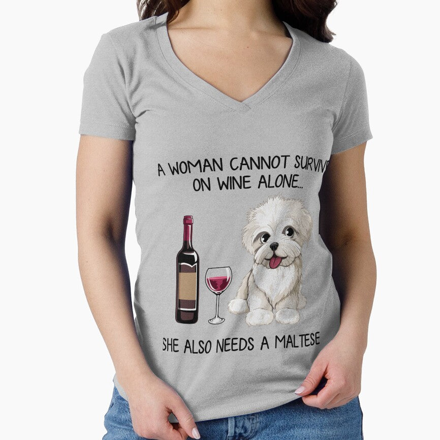 Maltese and wine Funny gift for dog mom by TeeDoozy T-Shirts, Hoodie, Sweatshirt | BlankRebels.com (Image 1)